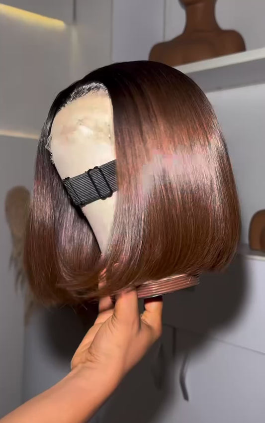 8” Luxury Ombré Bob Wig – 250% Density | 100% Premium Human Hair