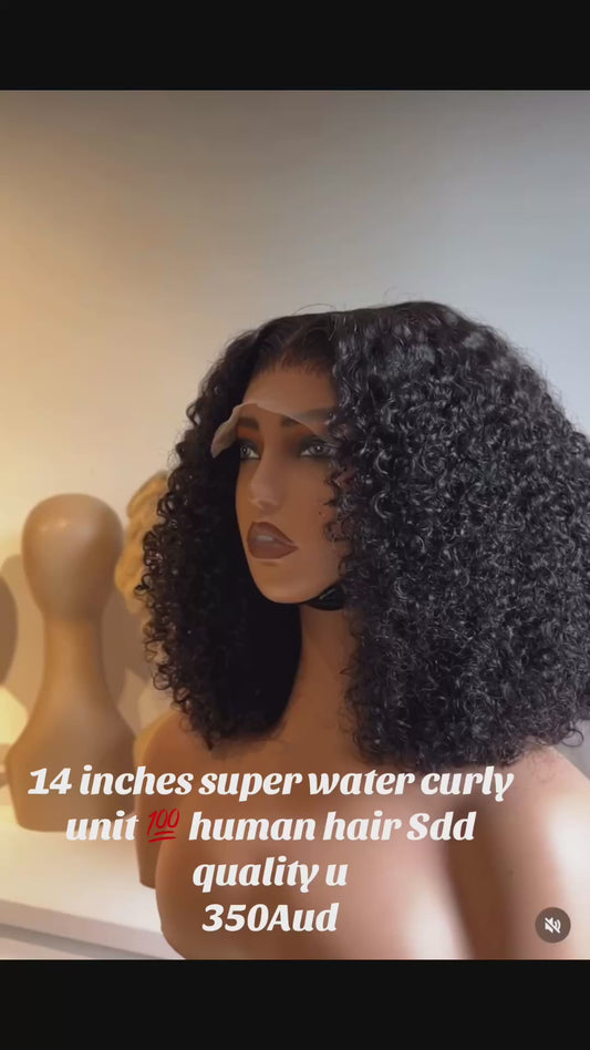 14” Luxury Water Curly Wig | 5×5 Closure | 350% Density | 100% Human Hair