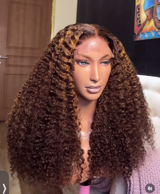 18-Inch Piano Color Water Curly Wig – 380% Density | 100% SDD Human Hair