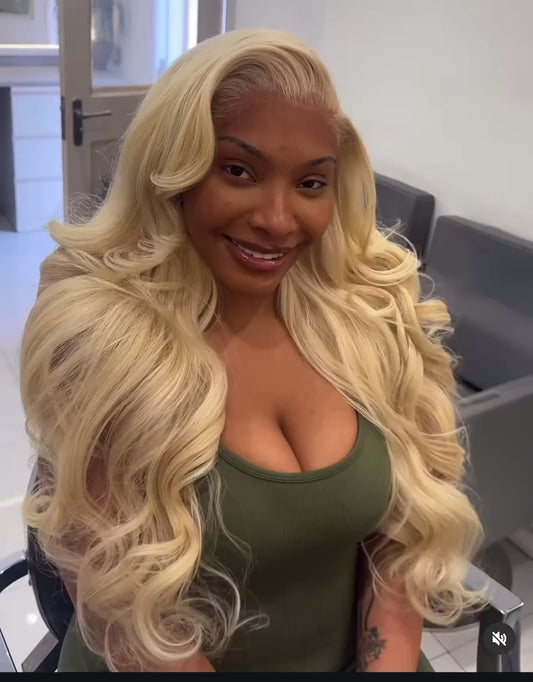 26-Inch Luxury Blonde Wig | 350% Density | Full & Voluminous Human Hair Wig